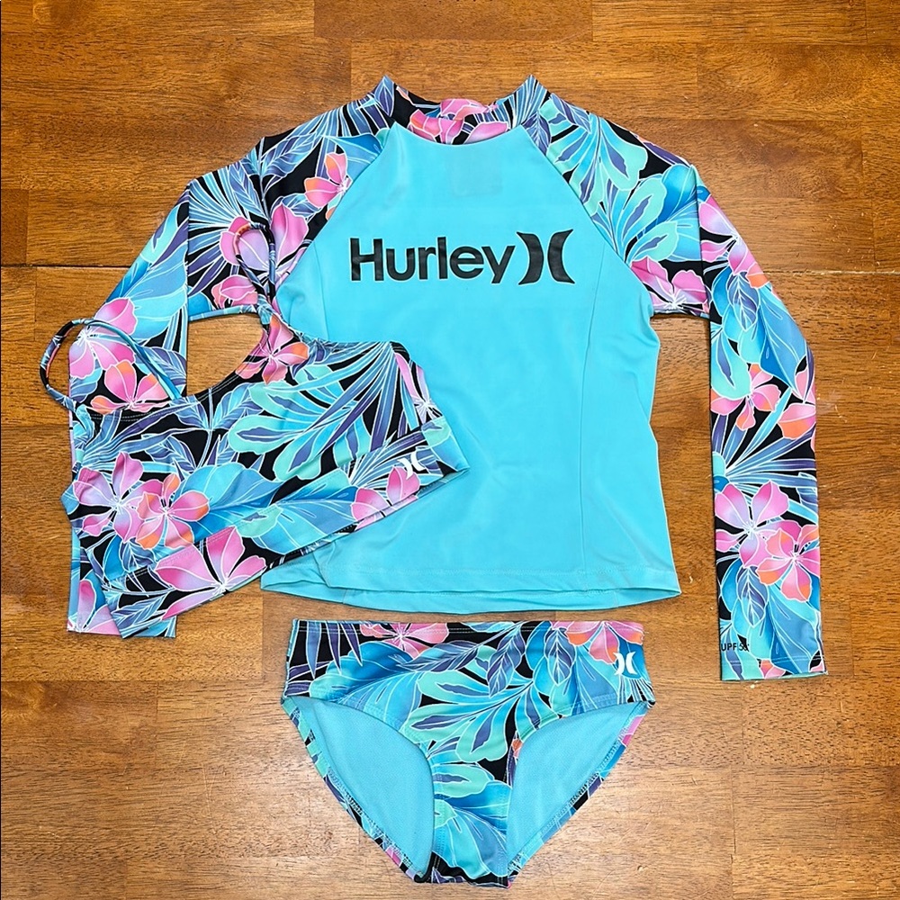 Hurley Girls Maui 3-Piece Swimsuit Set UPF 50